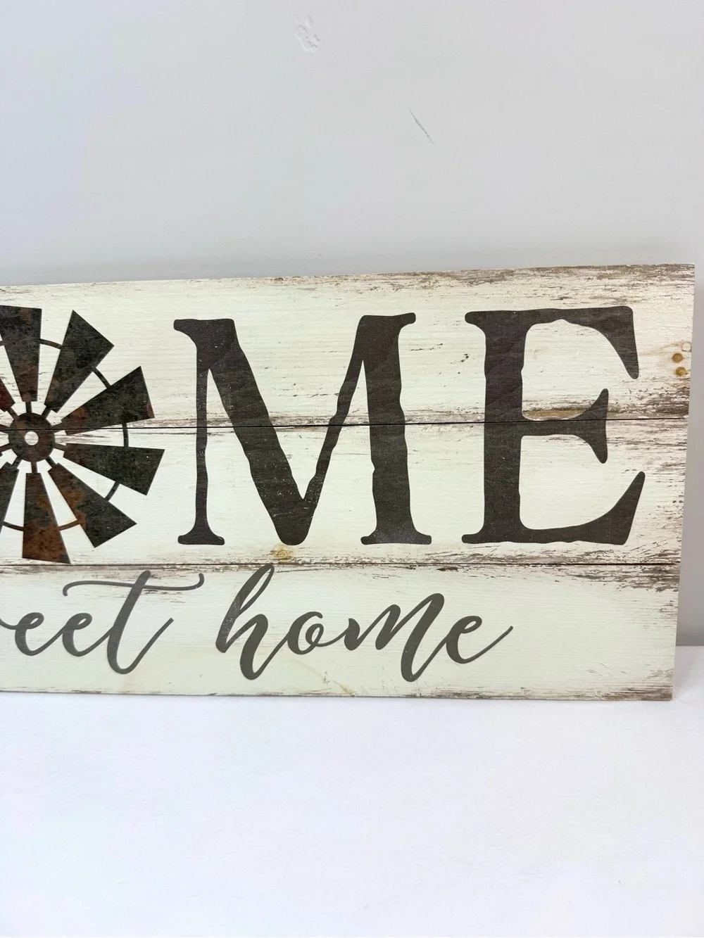 Rustic Wooden Farmhouse Wall Sign Home Sweet Home Windmill